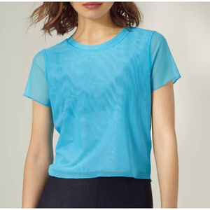 Wilfred Aritzia Cobalt Blue Sheer Mesh Tee Women’s Size Medium Short Sleeve Top